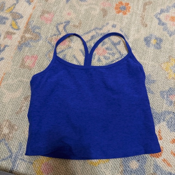 Beyond Yoga Tops - Spacedye Slim Racerback Cropped Tank Blue